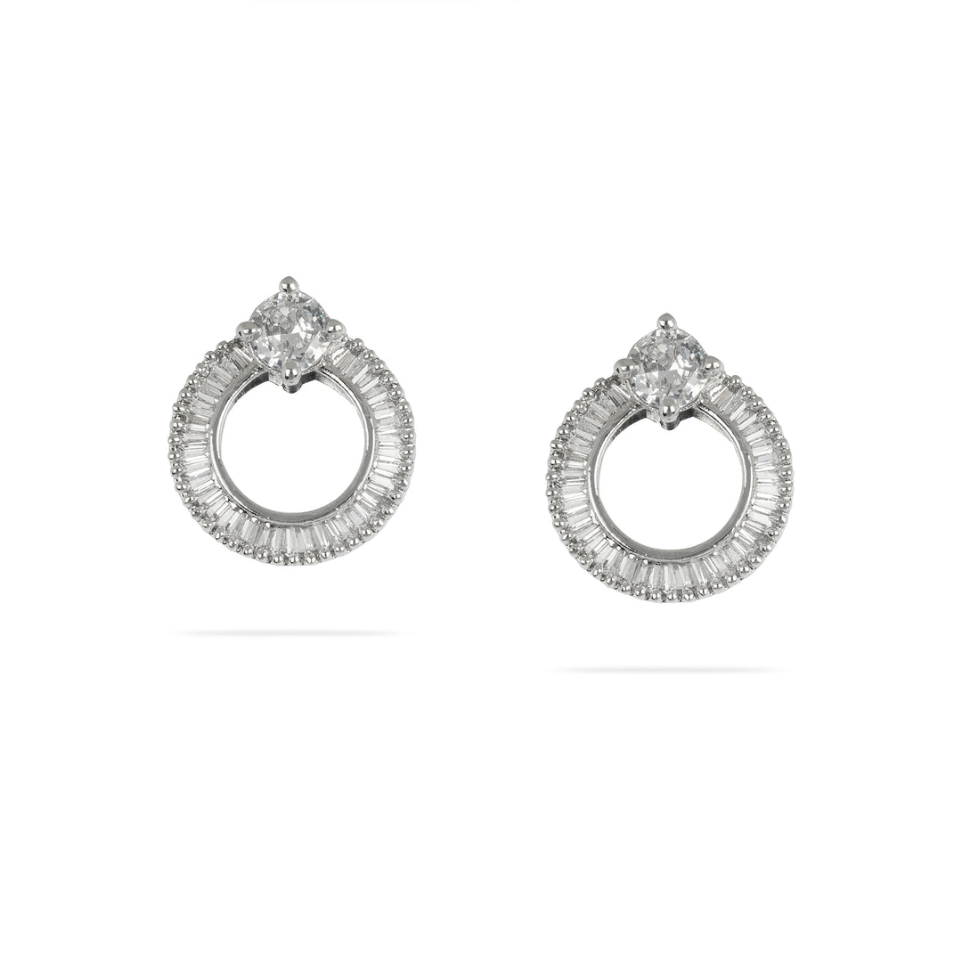 Silver Halo Stud Earrings