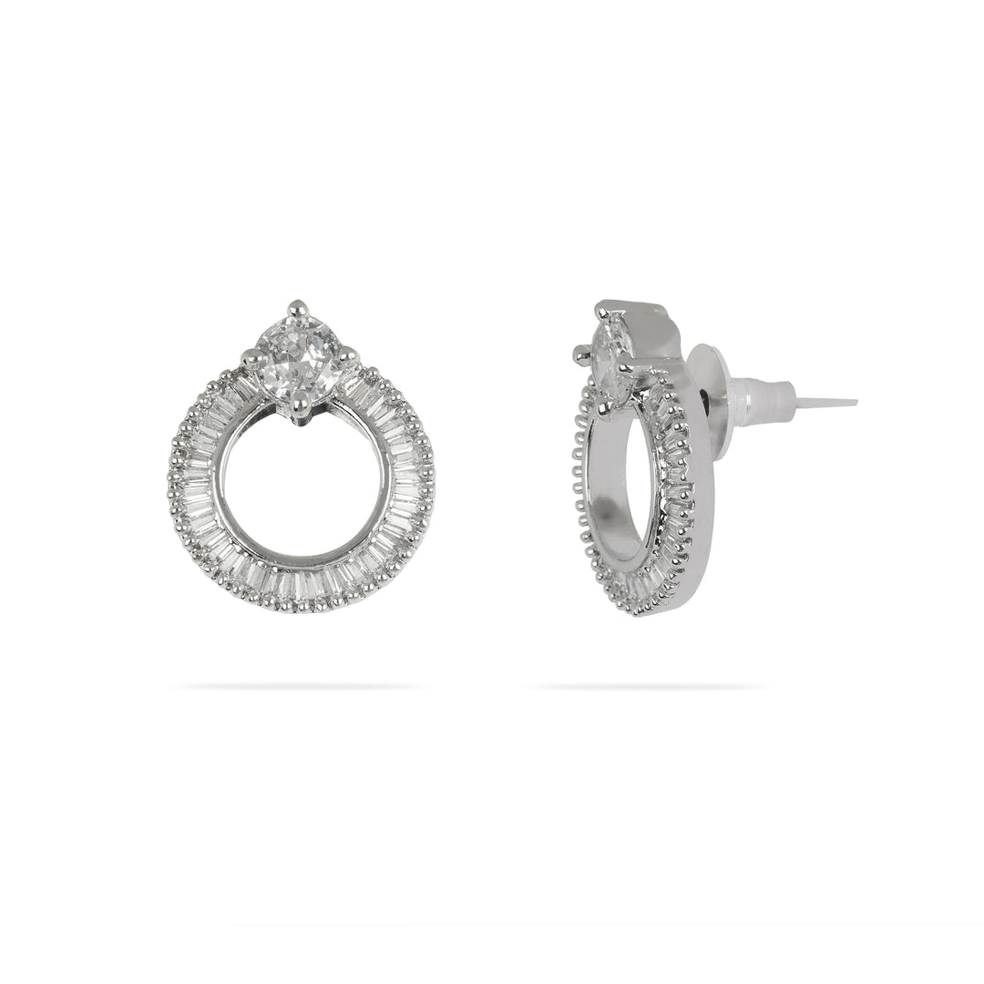 Silver Halo Stud Earrings