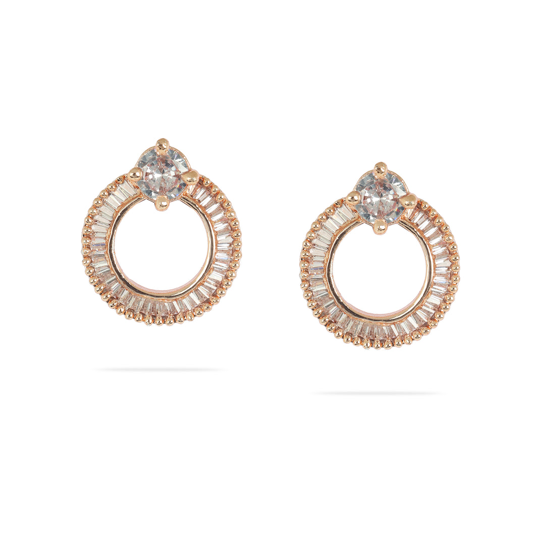 Rose Gold Halo Stud Earrings