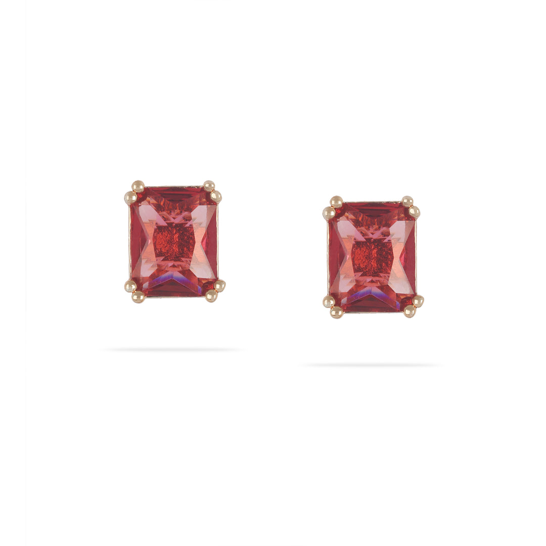 Red Rectangular Solitaire Studs