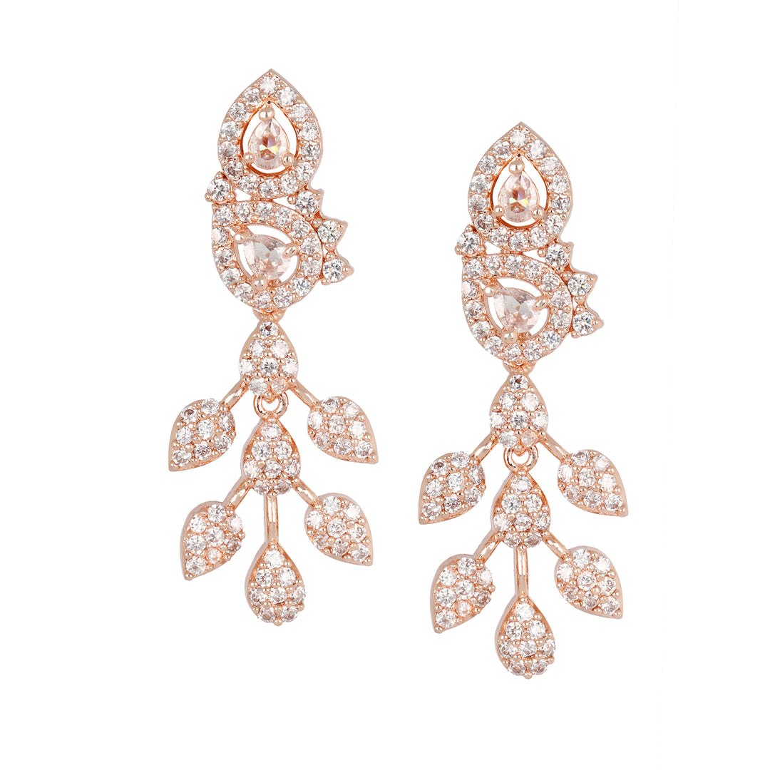 Rose Gold Leaf Dangle Earrings