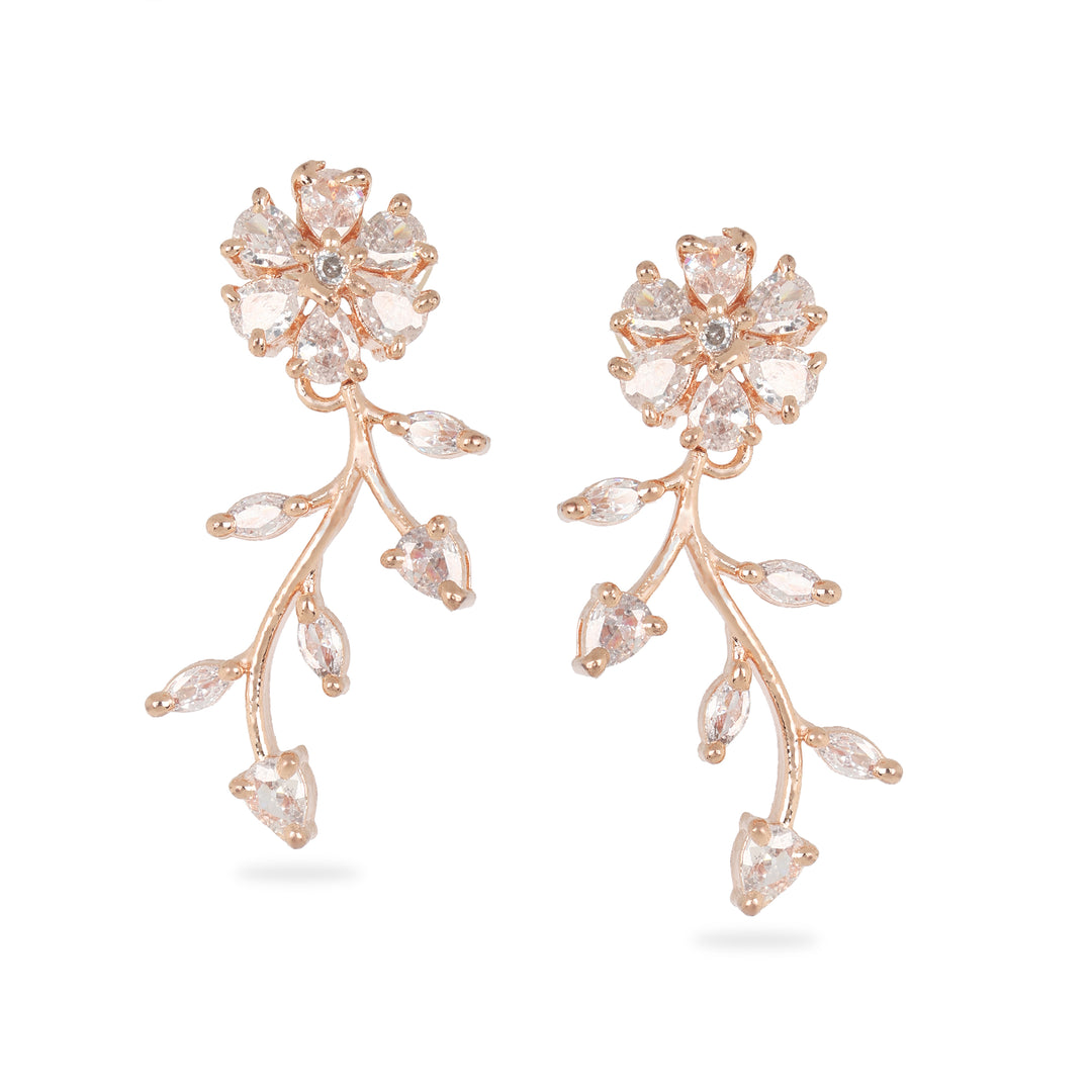 Rose Gold Floral Vine Necklace with Matching Earrings