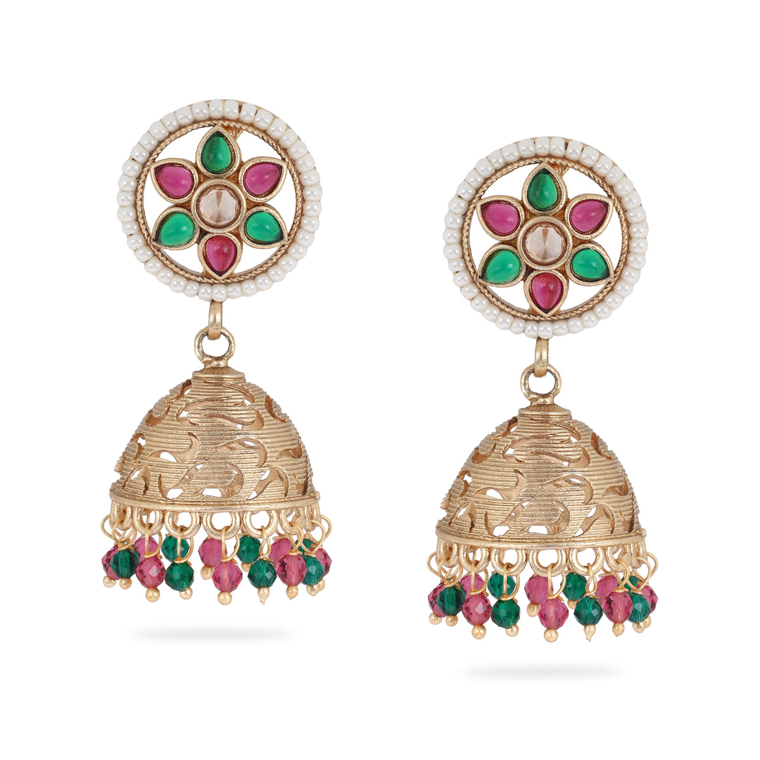 Multicolor Gemstone Floral Earrings
