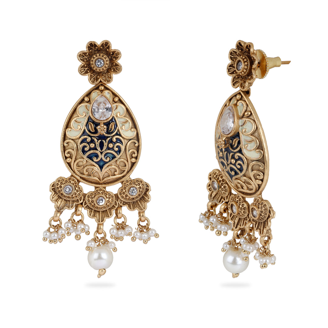 Regal Pearl Drop Teardrop Earrings
