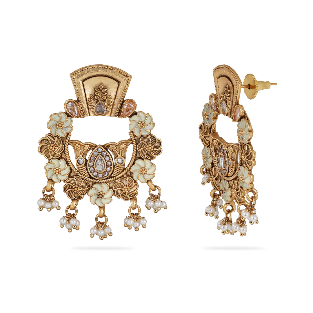 Royal Enamel Pearl Drop Earrings
