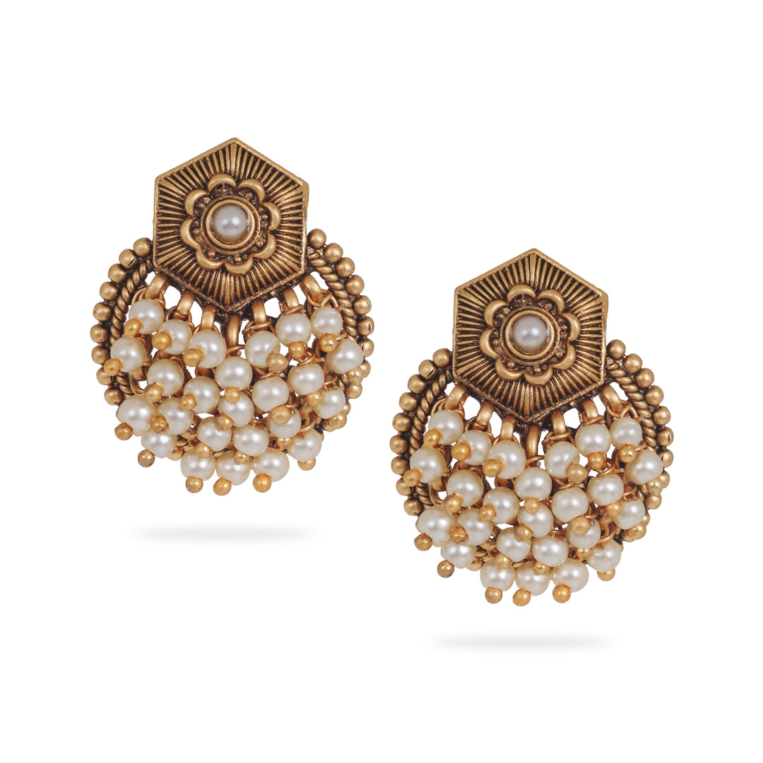 Vintage Pearl Cluster Earrings