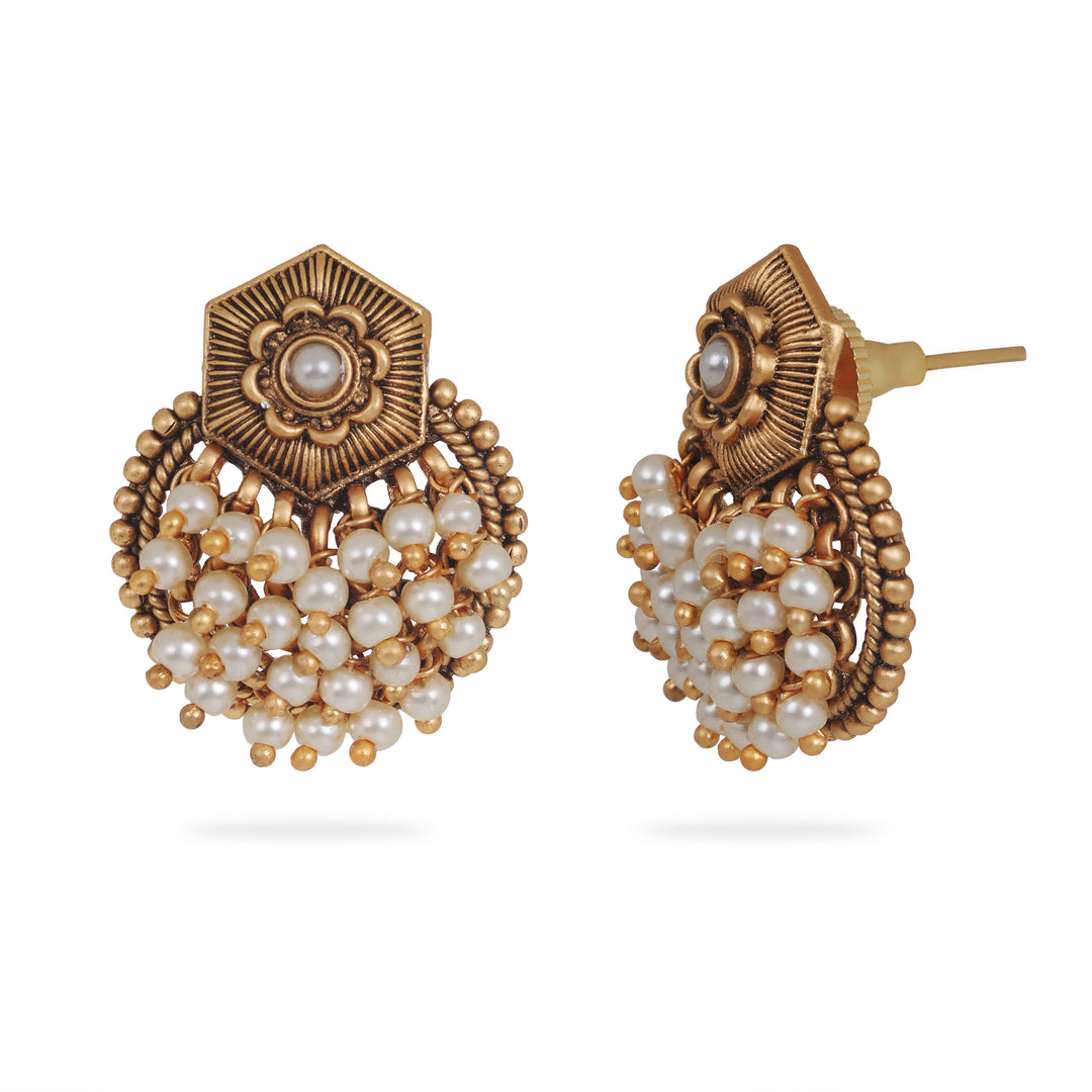 Vintage Pearl Cluster Earrings