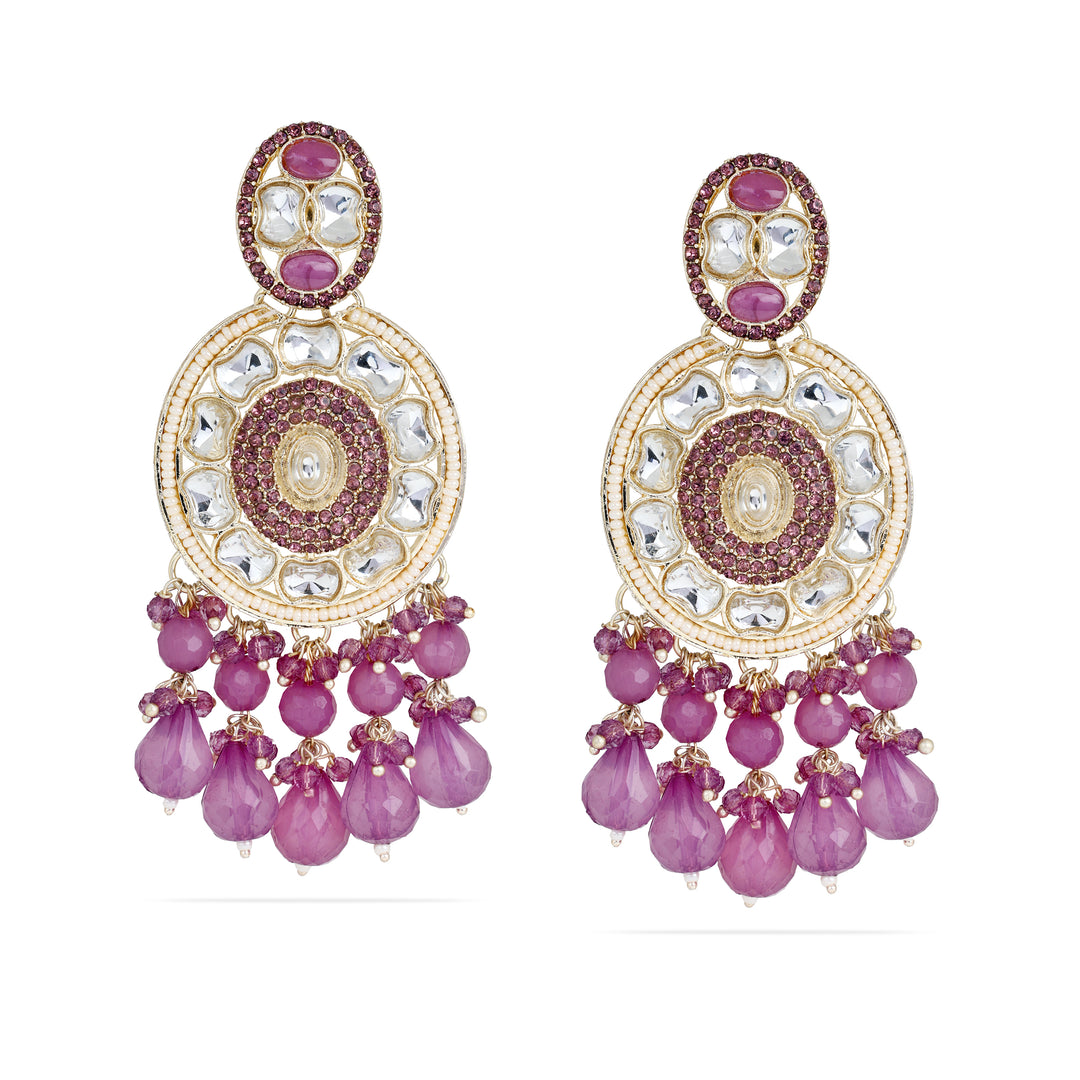 Royal Mauve Mandala Drop Earrings