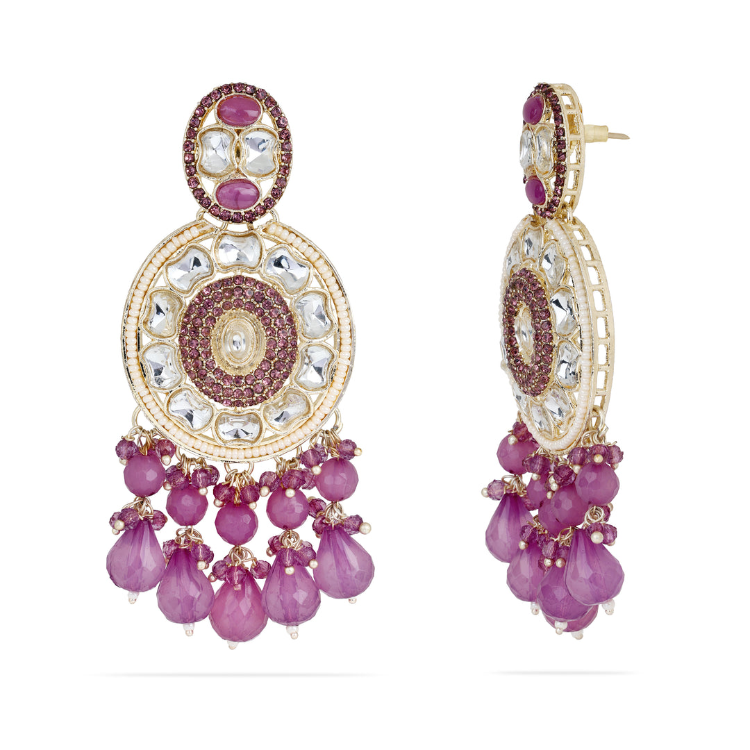 Royal Mauve Mandala Drop Earrings