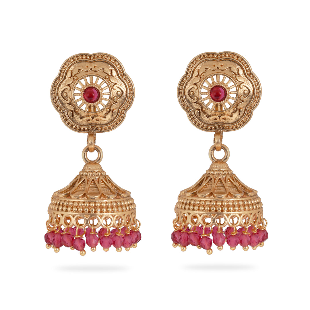Royal Ruby Bead Jhumka