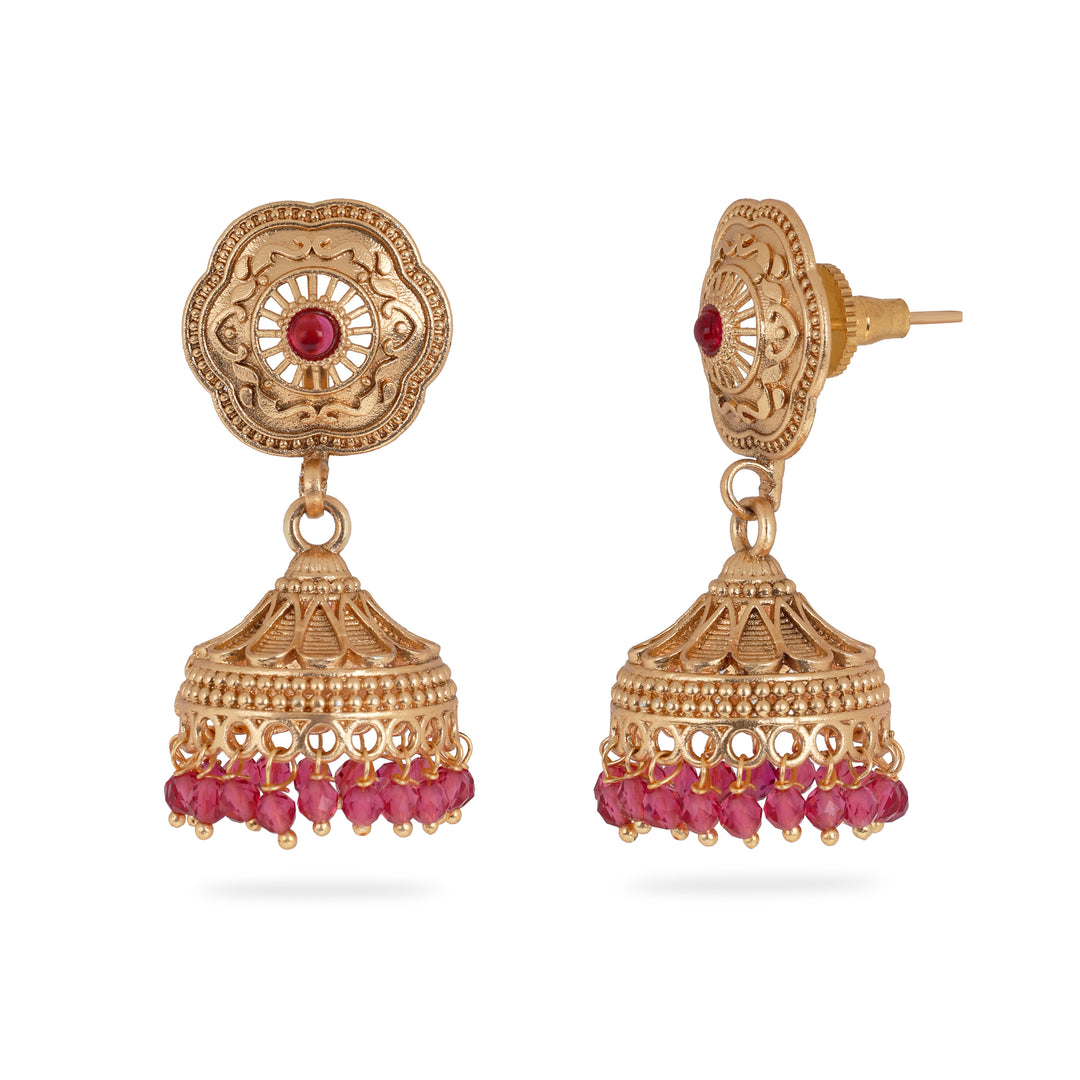 Royal Ruby Bead Jhumka