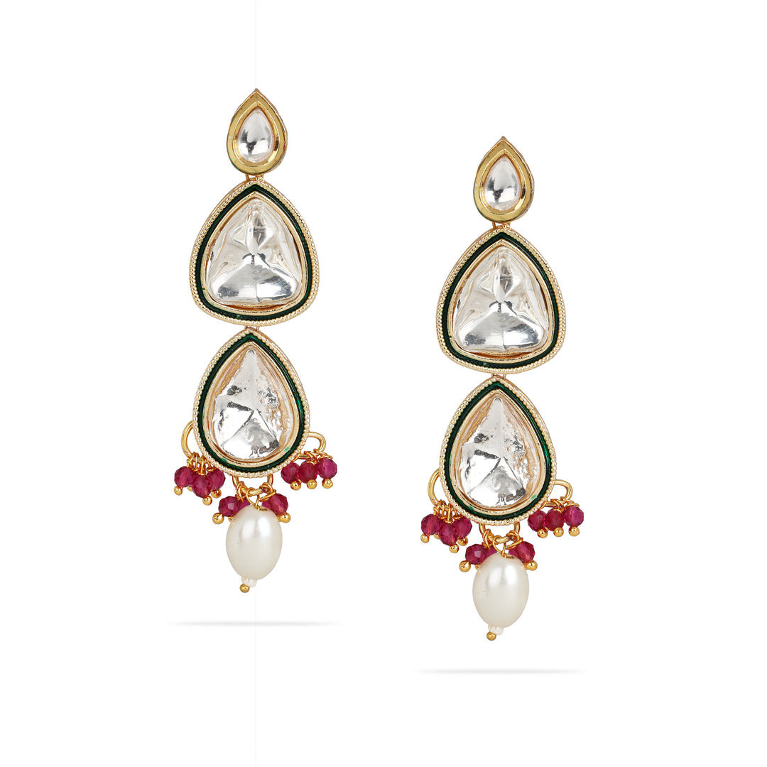 Regal Pear-Shaped Gemstone and Pearl Necklace Set