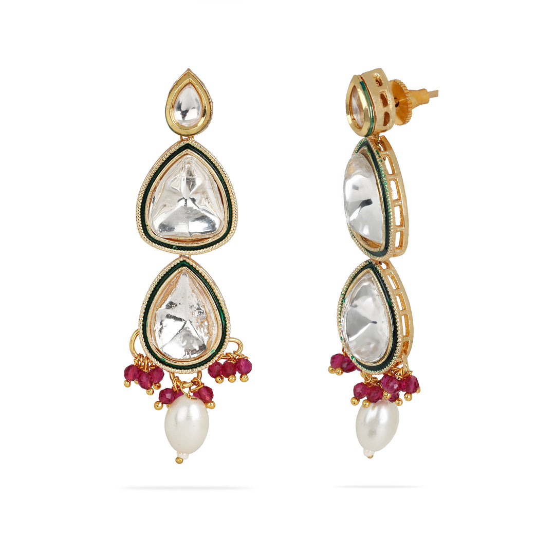 Regal Pear-Shaped Gemstone and Pearl Necklace Set