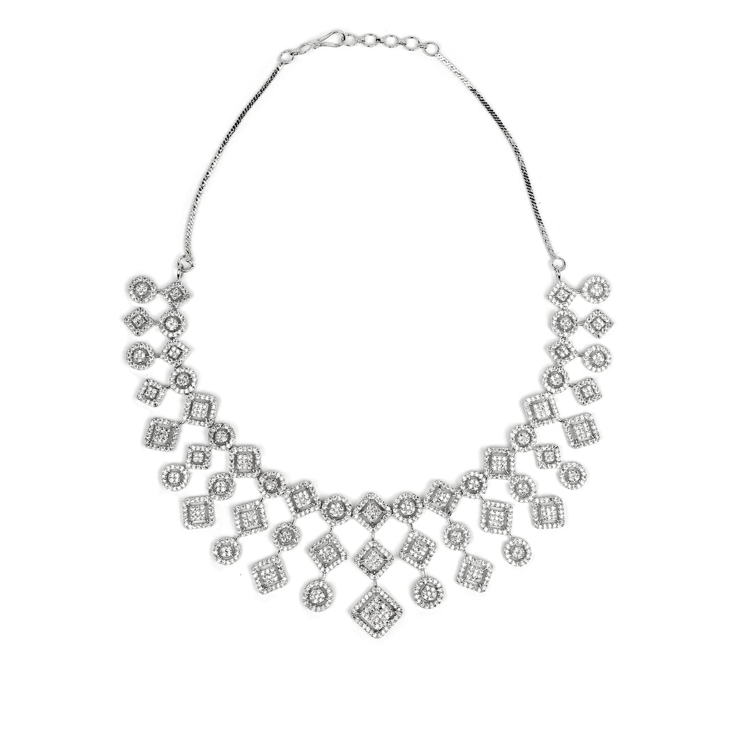 Silver-Tone Glittering Cascade Necklace Set